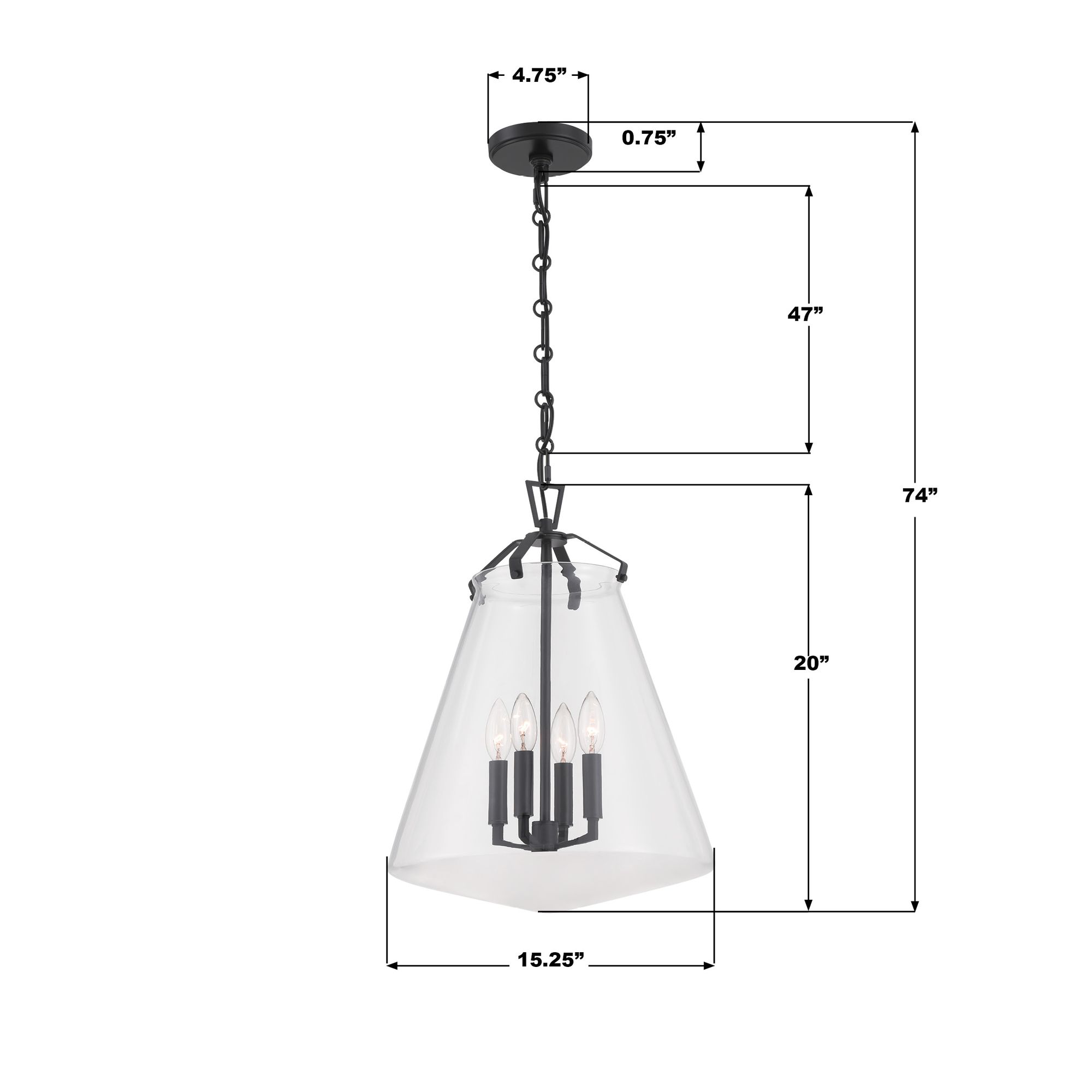 Voss 4 Light Matte Black Pendant