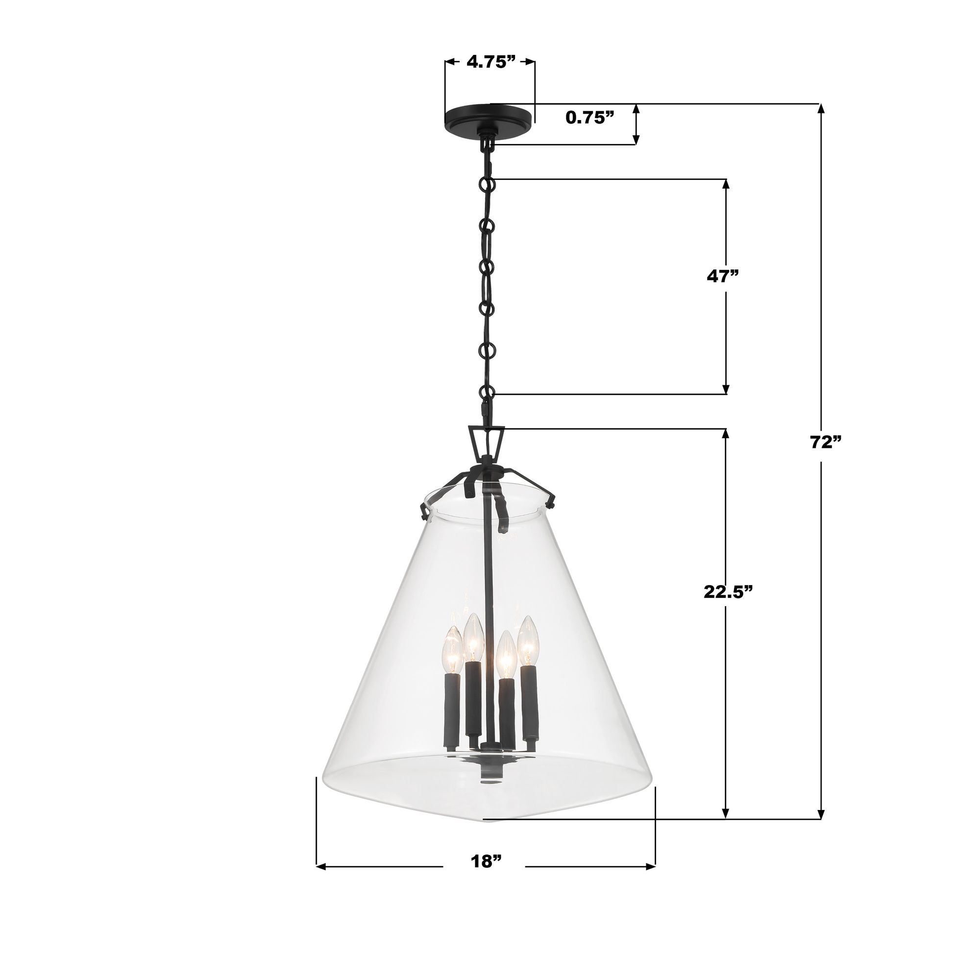 Voss 4 Light Matte Black Pendant