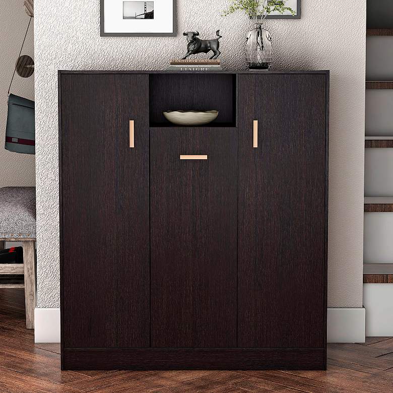 Image 1 Vox 31 1/2" Wide Espresso Wood Shoe Cabinet