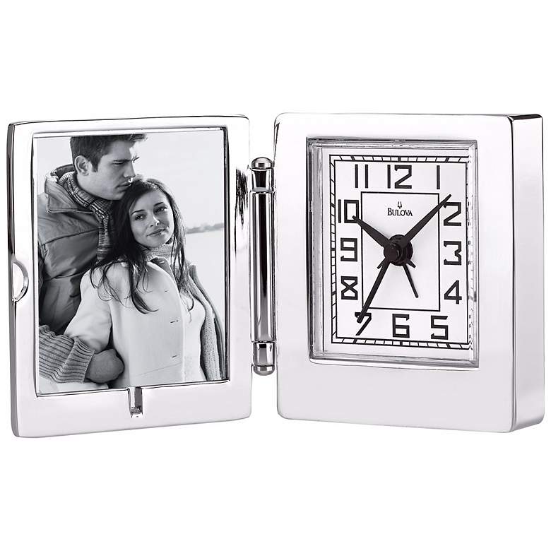 Image 1 Voyager 2 1/4" High Picture Frame Bulova Alarm Clock