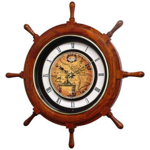 Voyager 25 Ships Wheel Musical Motion Wall Clock - #9Y545