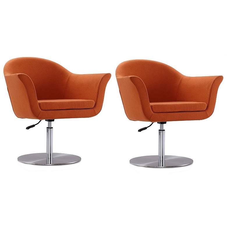 Image 1 Voyager Swivel Adjustable Accent Chair in Orange Set of 2
