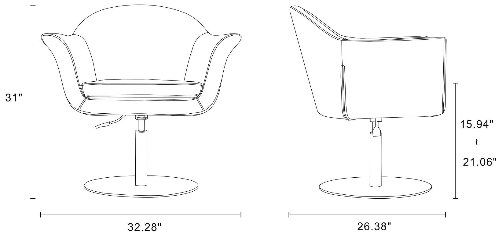 Image 3 Voyager Swivel Adjustable Accent Chair in Smokey Blue and Brushed Metal more views