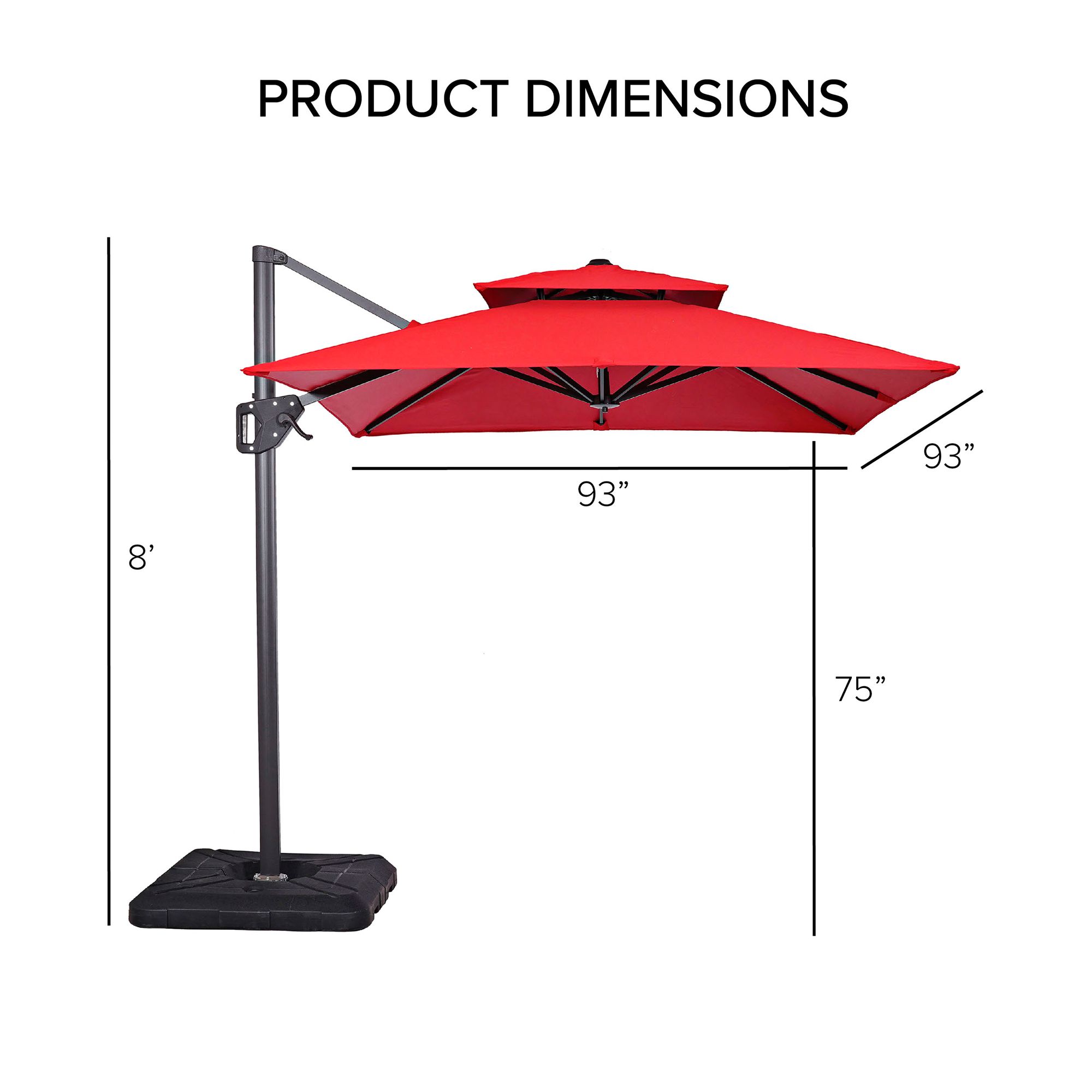 Vries 8-Foot Beige Square Double Top Cantilever Umbrella