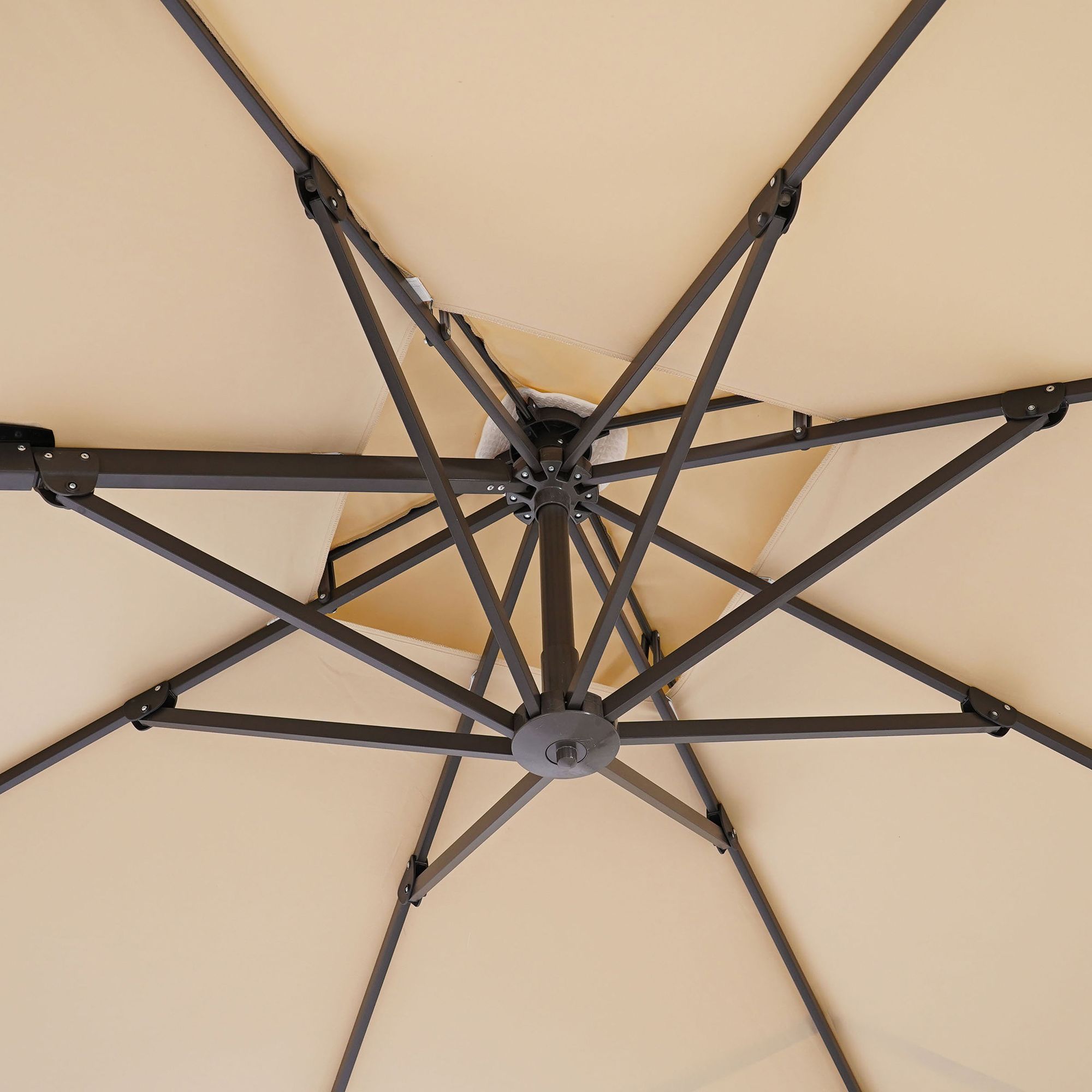 Vries 8-Foot Beige Square Double Top Cantilever Umbrella