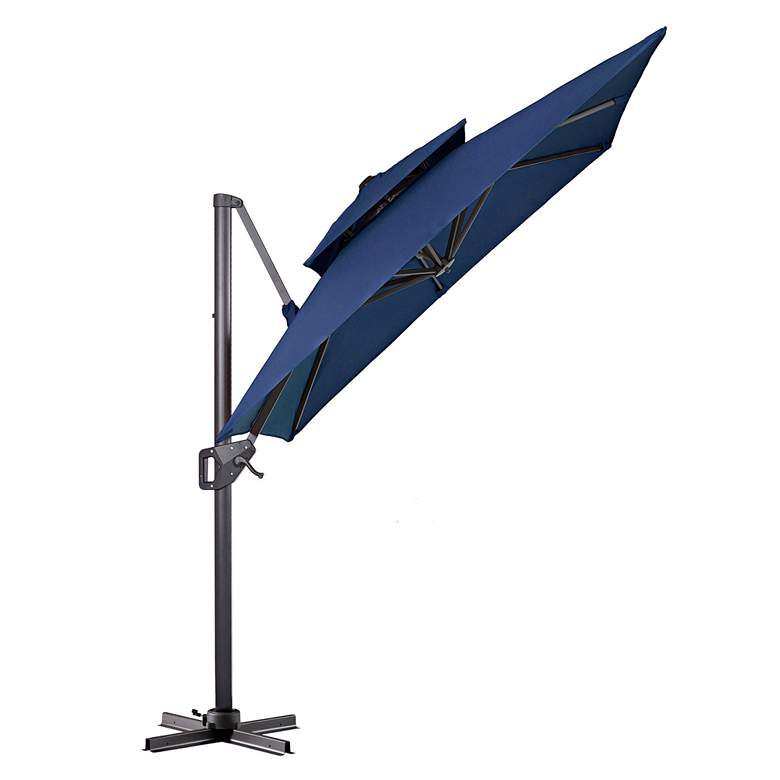 Image 7 Vries 8-Foot Blue Square Double Top Cantilever Umbrella more views