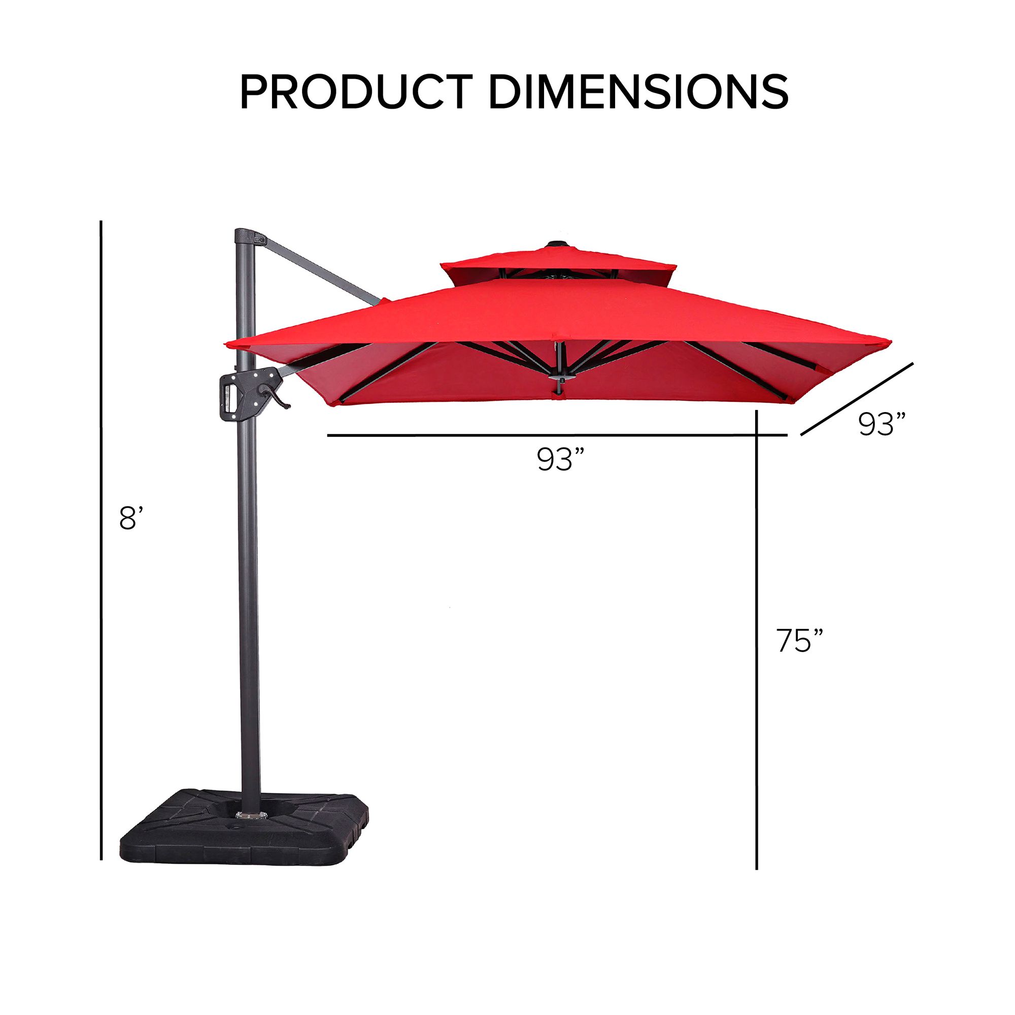 Vries 8-Foot Blue Square Double Top Cantilever Umbrella