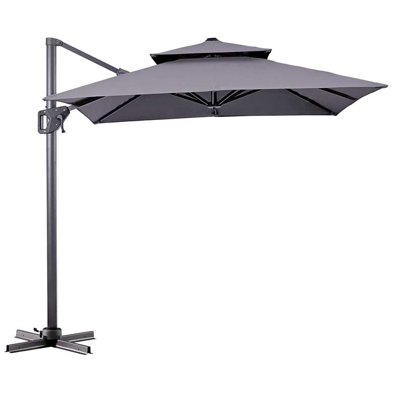 Image 2 Vries 8-Foot Gray Square Double Top Cantilever Umbrella