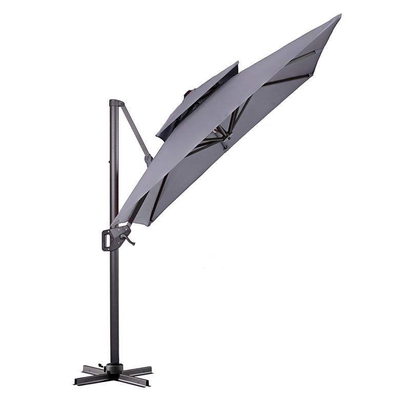 Image 7 Vries 8-Foot Gray Square Double Top Cantilever Umbrella more views