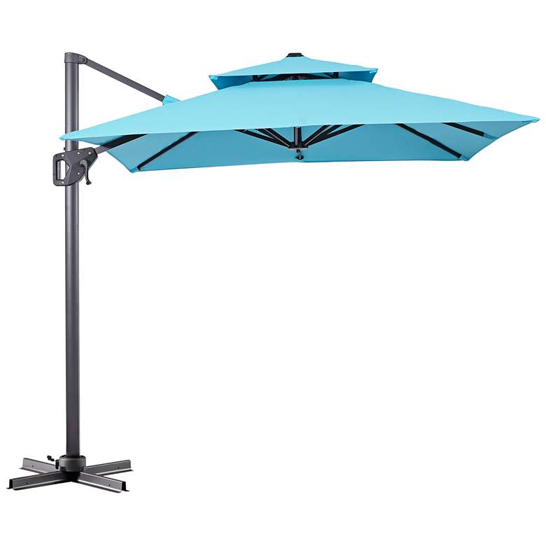Image 2 Vries 8-Foot Teal Square Double Top Cantilever Umbrella