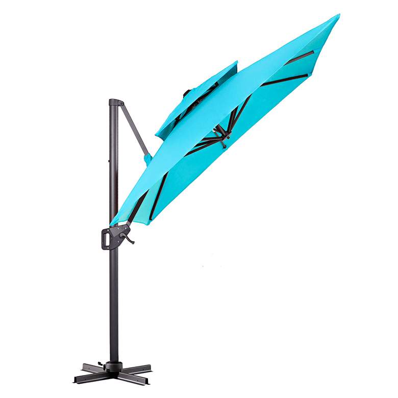 Image 7 Vries 8-Foot Teal Square Double Top Cantilever Umbrella more views