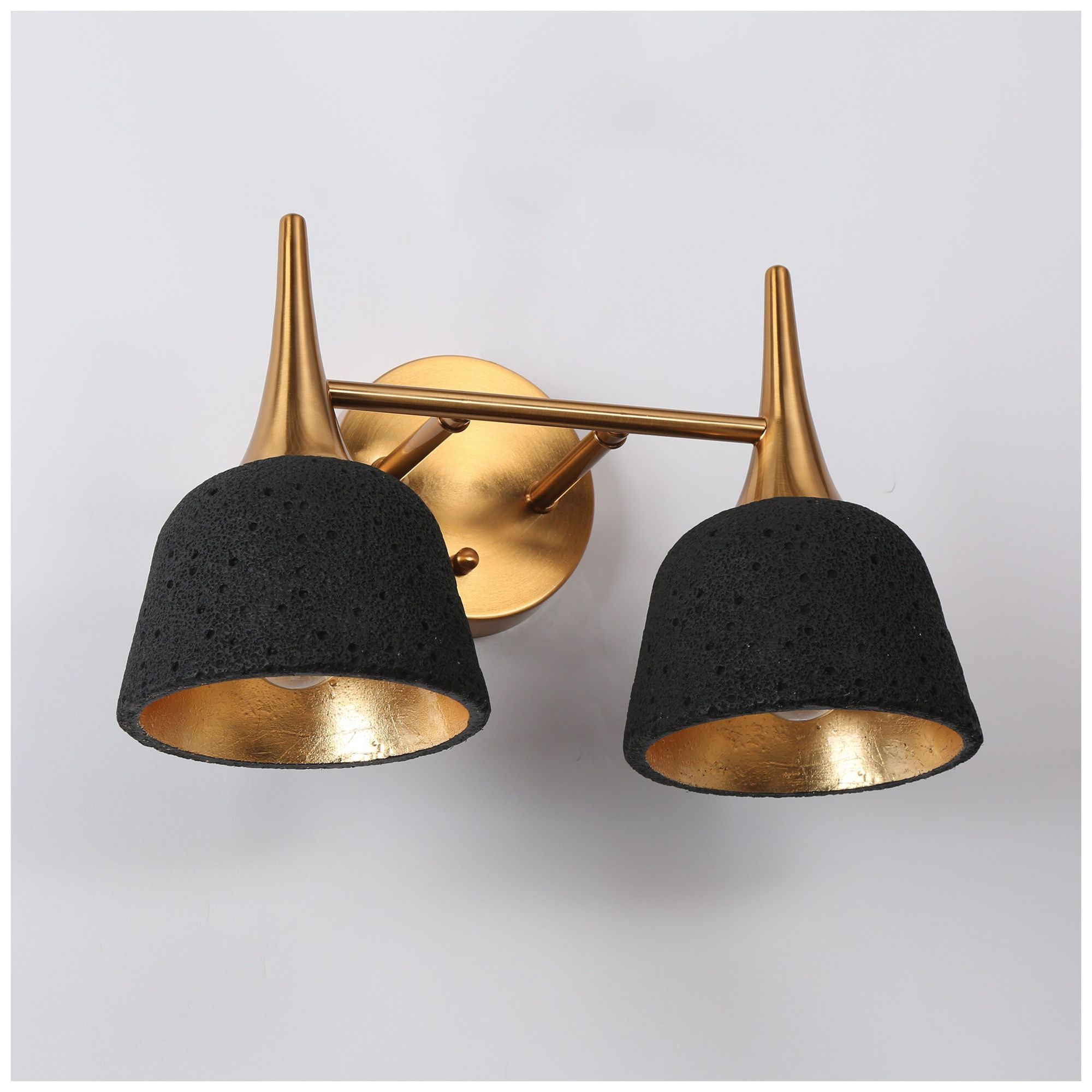 Image 3 Vulcan 13.8"W Black 2-Light Bell Linear Bathroom Vanity Light more views