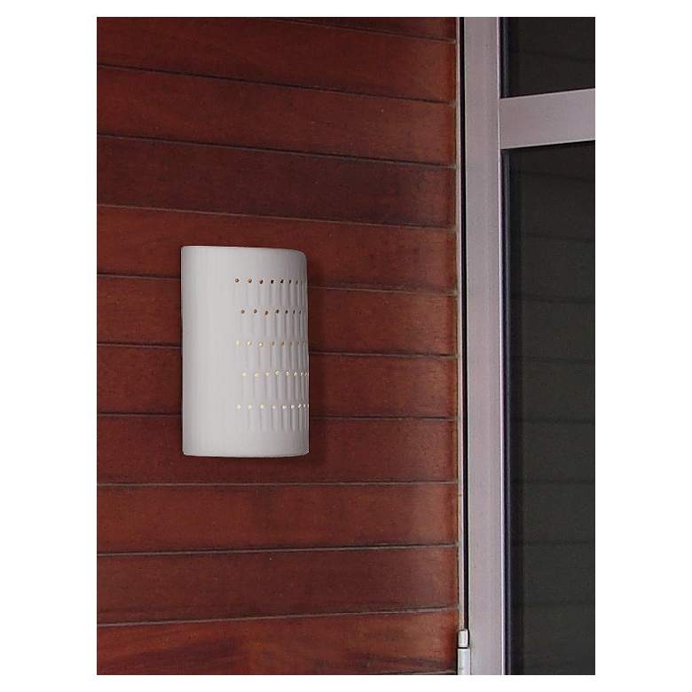 Image 1 Zenia 10" High White Ceramic Modern LED Outdoor Wall Light in scene