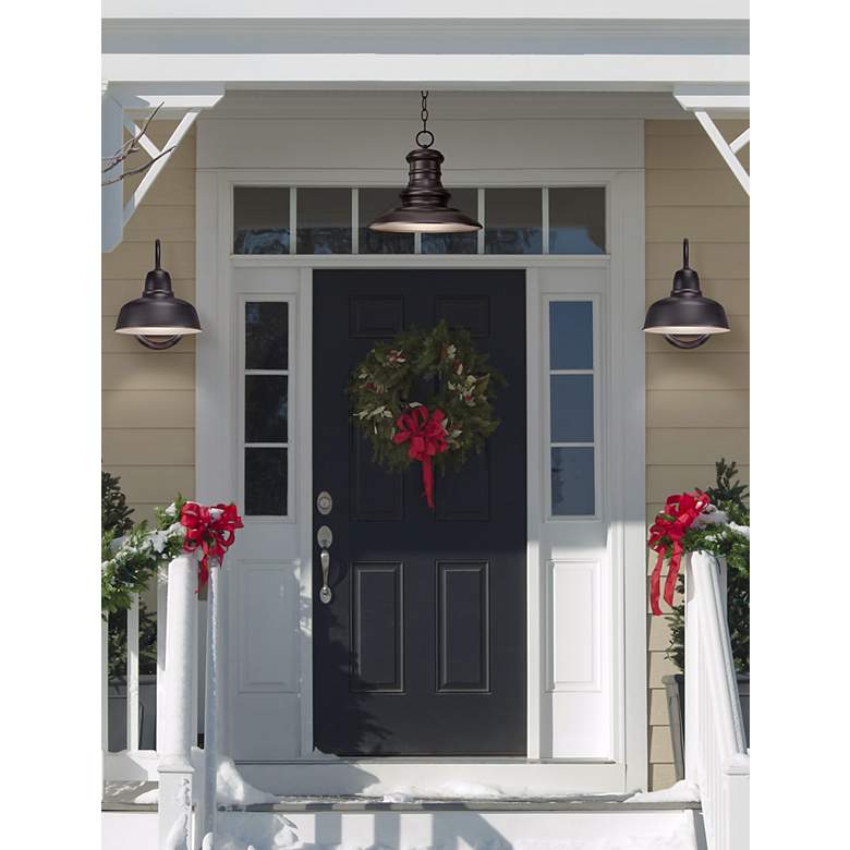 Image 1 Generation Lighting Redding Station 12" Bronze Porch Hanging Light in scene