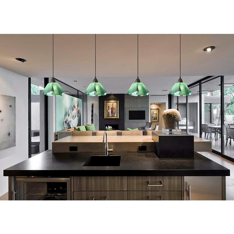 Image 1 Jezebel Radiance™ Lily Seafoam Green Glass Pendant Light in scene