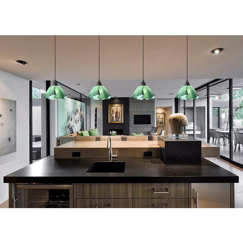 Image 1 Jezebel Radiance&#8482; Lily Seafoam Green Glass Pendant Light in scene