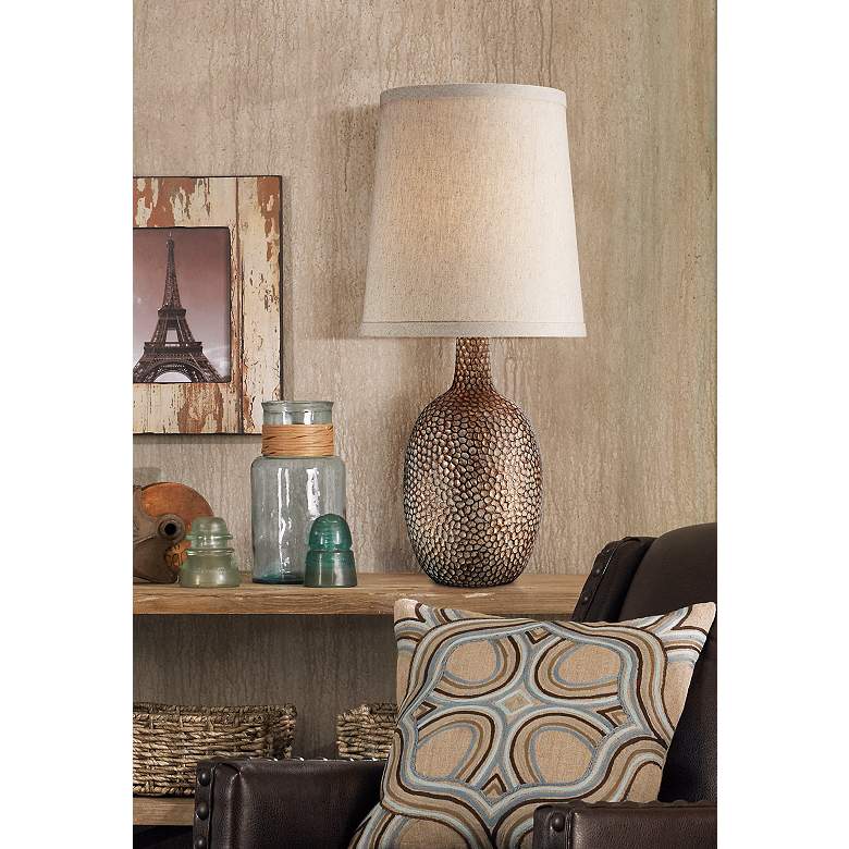 Chalane Hammered Antique Bronze Table Lamp in scene