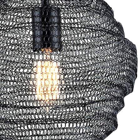 Image 3 Wabi Sabi 13" Wide Black Pendant Light w/ Black Iron Mesh Shade more views
