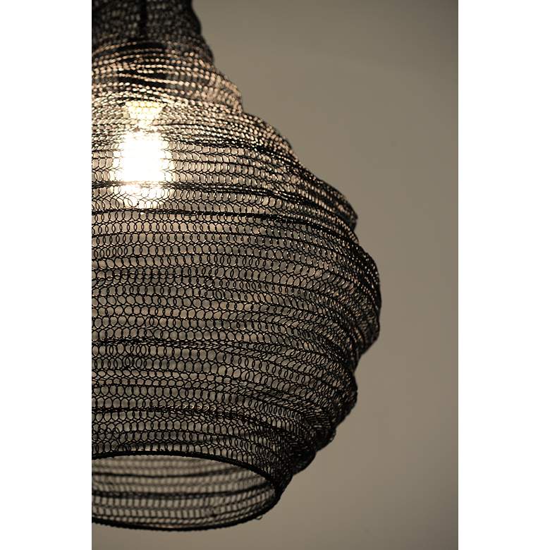Image 4 Wabi Sabi 16"W Black Pendant Light w/ Black Iron Mesh Shade more views