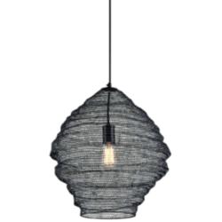 Wabi Sabi 18" Wide Black Pendant Light w/ Black Iron Mesh Shade