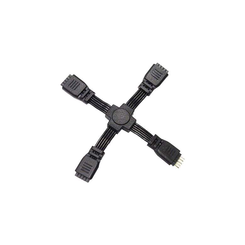 Image 1 WAC 3.75 inch Wide Black 4-Way  inchX inch Connector for 24V InvisiLED