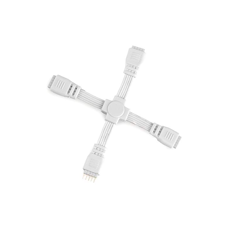 Image 1 WAC 3.75 inch Wide White 4-Way  inchX inch Connector for 24V InvisiLED