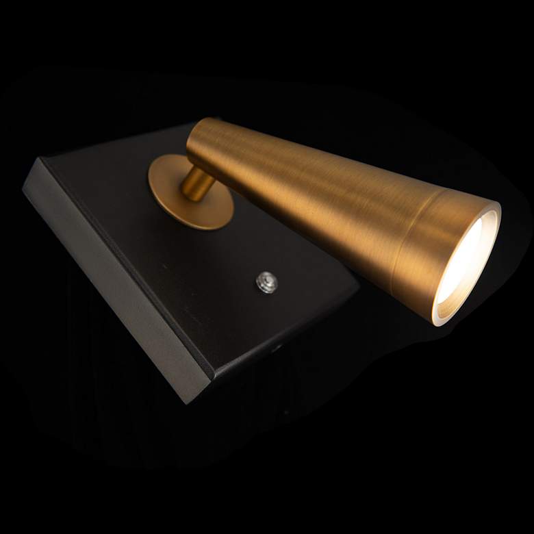 Image 4 WAC Arne 6 3/4" High Black Aged Brass LED Swing Arm Reading Light more views
