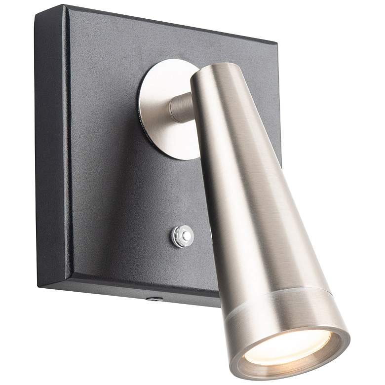 Image 1 WAC Arne Black Aged Brushed Nickel LED Swing Arm Wall Light