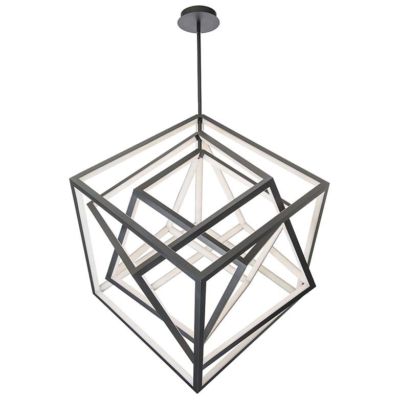 Image 2 WAC Atlas 41 3/4 inchW Black 3-Light LED Geometric Chandelier