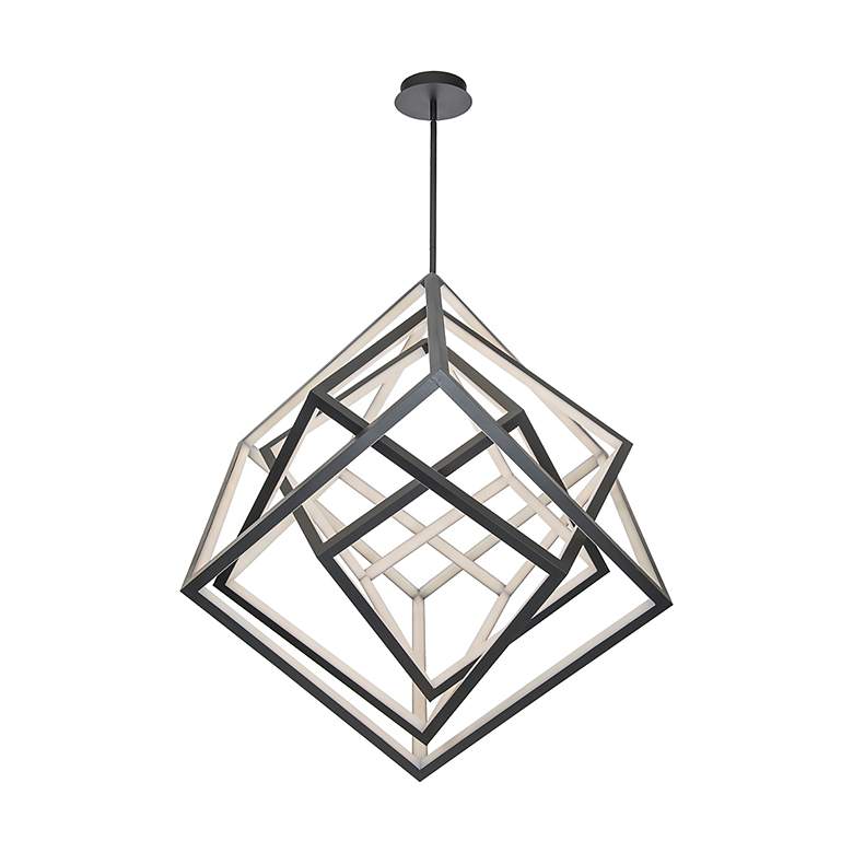 Image 3 WAC Atlas 41 3/4 inchW Black 3-Light LED Geometric Chandelier more views