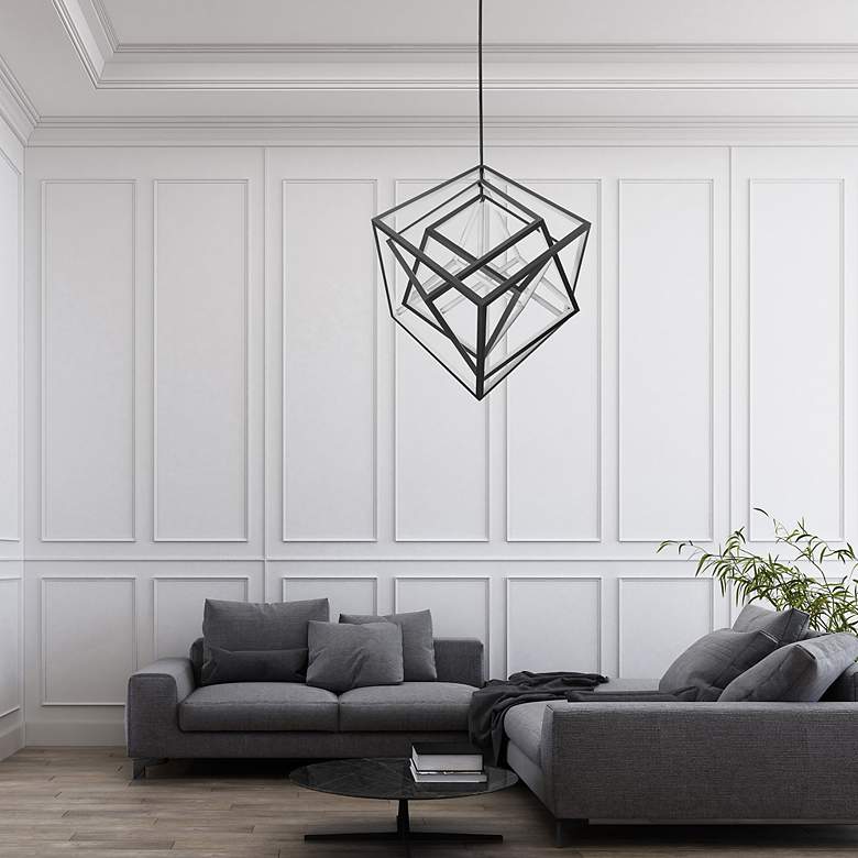 Image 7 WAC Atlas 41 3/4 inchW Black 3-Light LED Geometric Chandelier more views