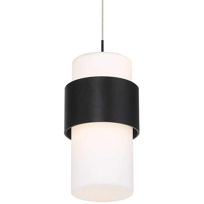 Image 1 WAC Banded 5 inch Wide 1-Light Black and White Modern Mini Pendant