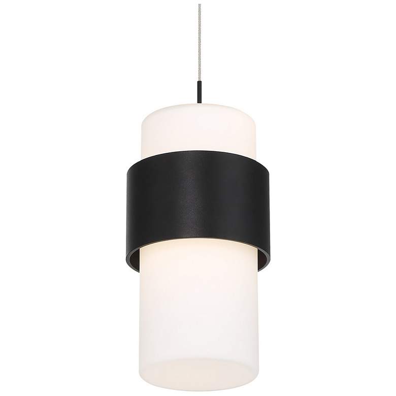 Image 1 WAC Banded 5 inch Wide 1-Light Black and White Modern Mini Pendant