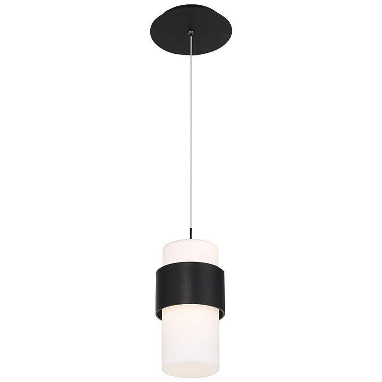 Image 2 WAC Banded 5 inch Wide 1-Light Black and White Modern Mini Pendant more views