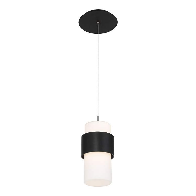 Image 2 WAC Banded 5 inch Wide 1-Light Black and White Modern Mini Pendant more views