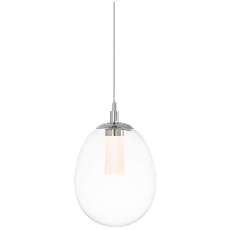 Image 2 WAC Bolla 6" Wide Chrome Iron LED Oval Mini Pendant