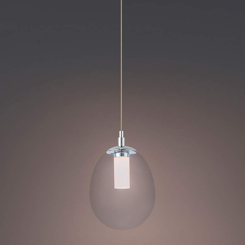 Image 1 WAC Bolla 6" Wide Chrome Iron LED Oval Mini Pendant