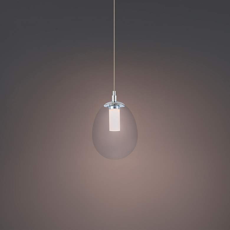 Image 4 WAC Bolla 6" Wide Chrome Iron LED Oval Mini Pendant more views