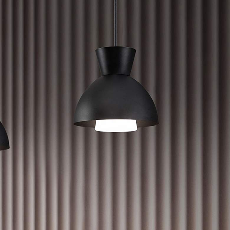 Image 1 WAC Carafe 16" Wide Black LED Hourglass Pendant Light
