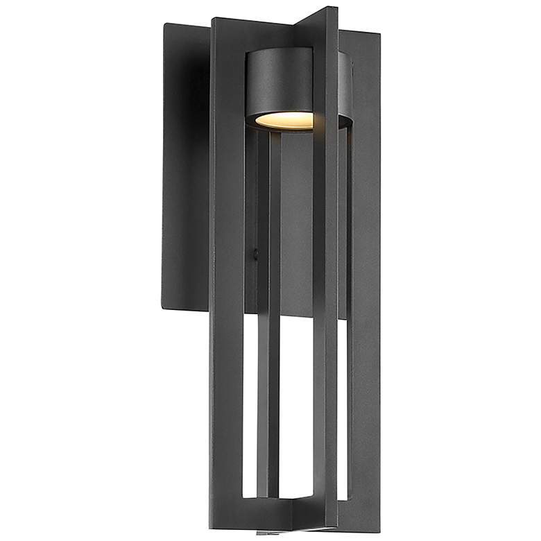 Image 1 WAC Chamber 16 inch High Black Metal LED Outdoor Wall Light