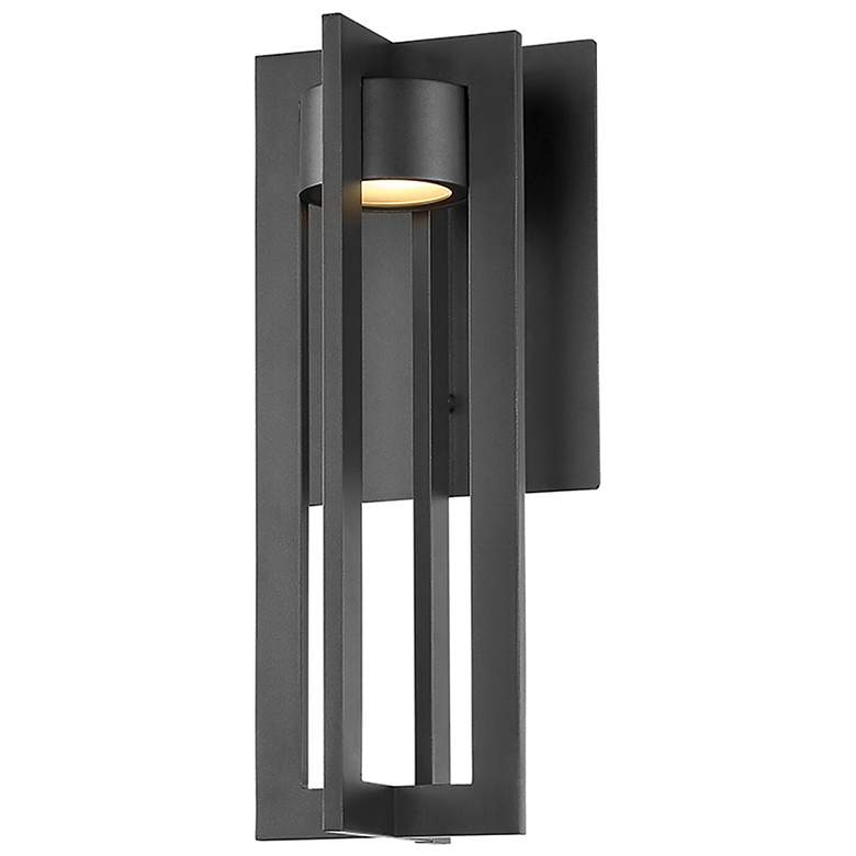 Image 1 WAC Chamber 16 inch High Black Metal LED Outdoor Wall Light