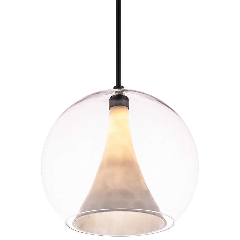 Image 2 WAC Chantilly 14" Wide Black LED Pendant with Clear Glass