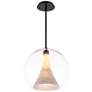 2_WAC Chantilly 14" Wide Black LED Pendant with Clear Glass