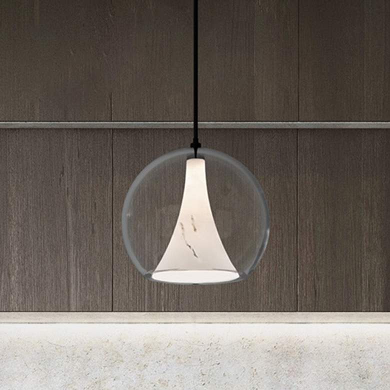 Image 1 WAC Chantilly 14" Wide Black LED Pendant with Clear Glass