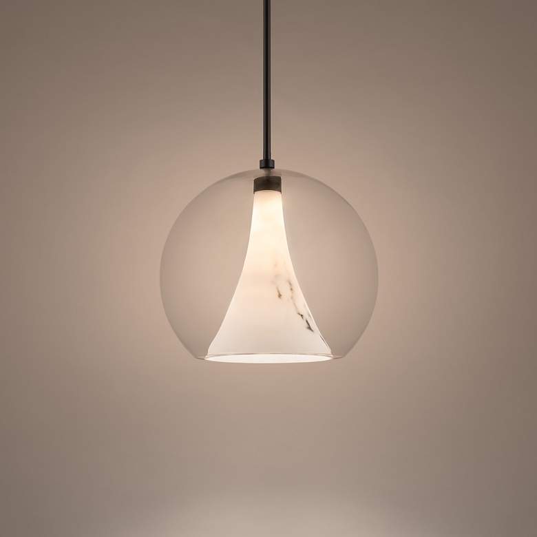 Image 4 WAC Chantilly 14" Wide Black LED Pendant with Clear Glass more views