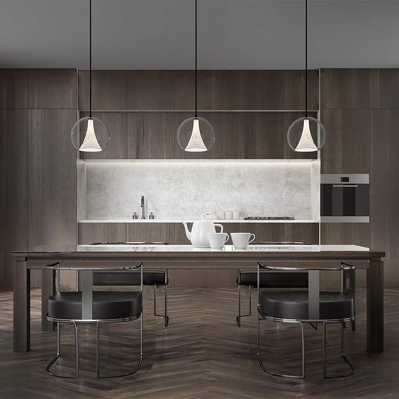 Image 6 WAC Chantilly 14" Wide Black LED Pendant with Clear Glass more views