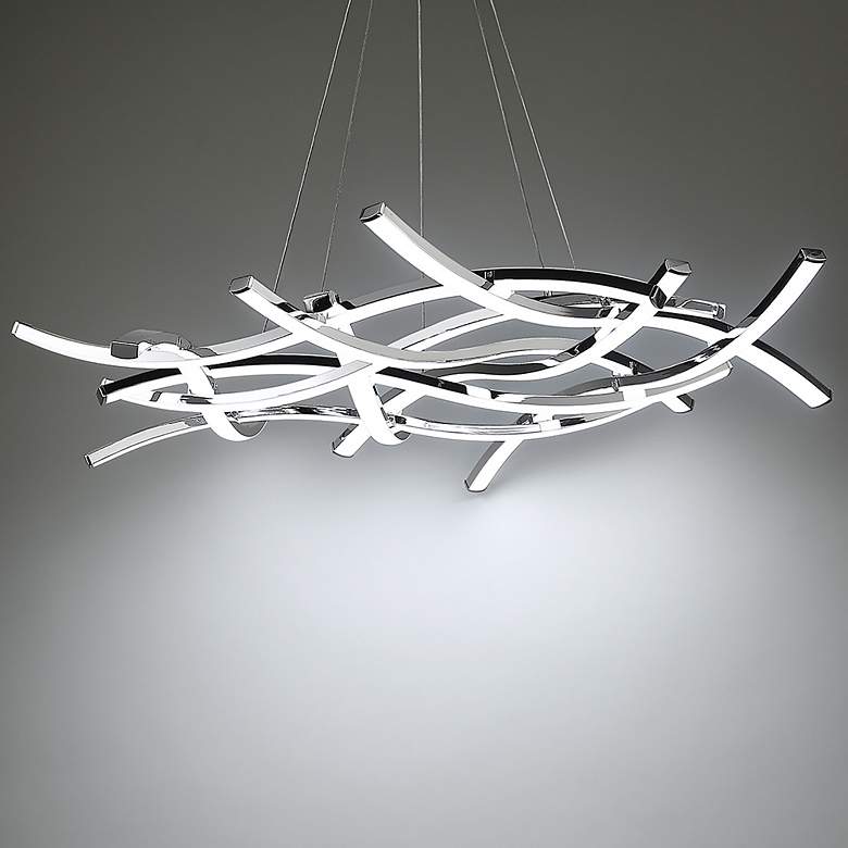 Image 1 WAC Divergence 43 3/4 inch Wide 9-Light Chrome Modern Chandelier