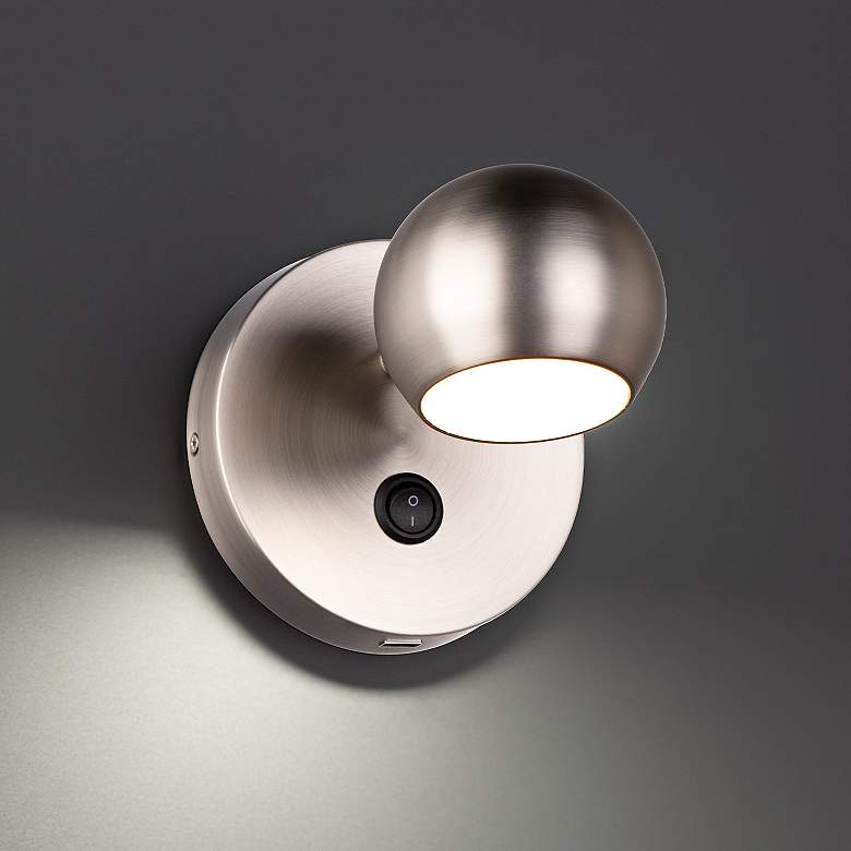 Image 1 WAC Duplex 5 1/4" High Brushed Nickel USB LED Wall Sconce