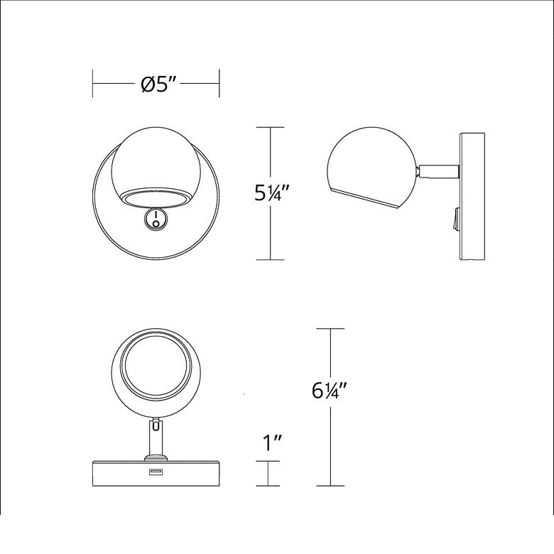 Image 5 WAC Duplex 5 1/4" High Brushed Nickel USB LED Wall Sconce more views