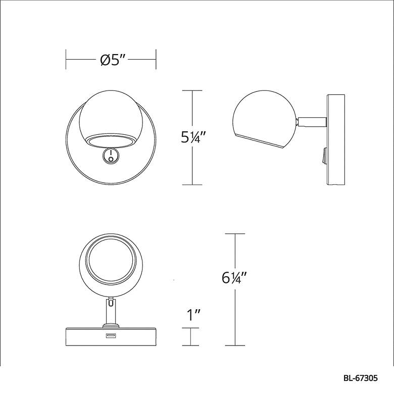 Image 6 WAC Duplex 5 1/4" High Brushed Nickel USB LED Wall Sconce more views